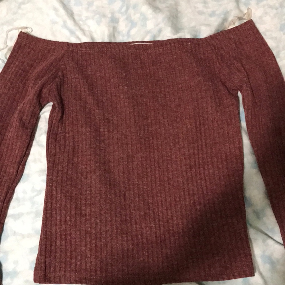 maroon off the shoulder top